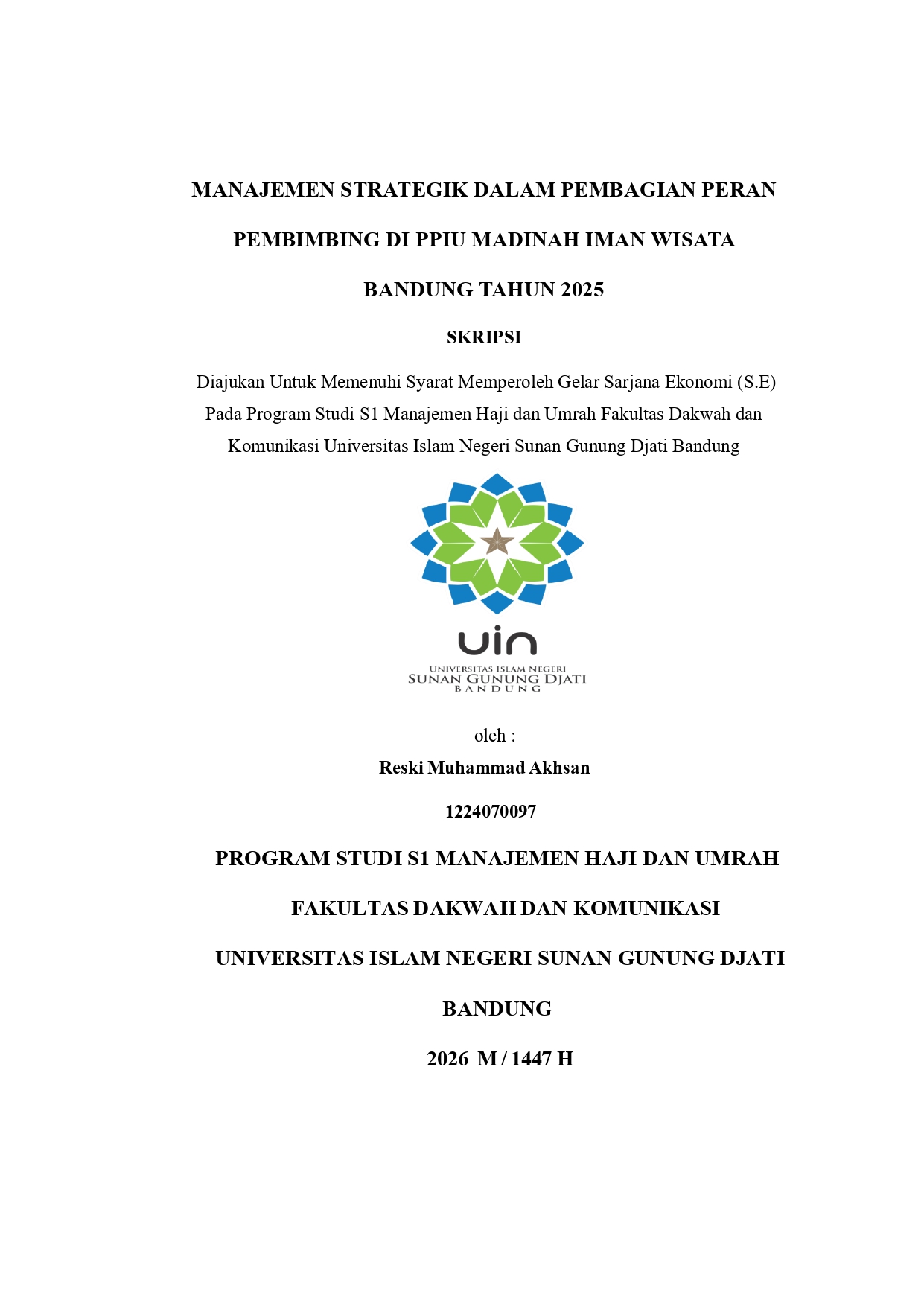 Manajemen  Strategik dalam Pembagian Peran Pembimbing di PPIU Madinan Iman Wisata Bandung Tahun 2025